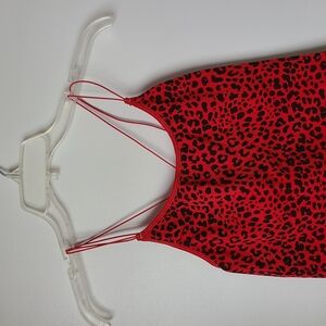 Red Leopard Print Strappy Top